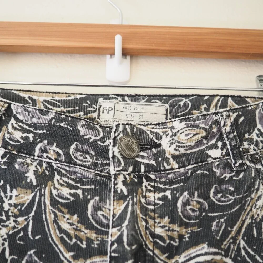 RARE Free People New Delhi Paisley Corduroy Flare Pants sz 31